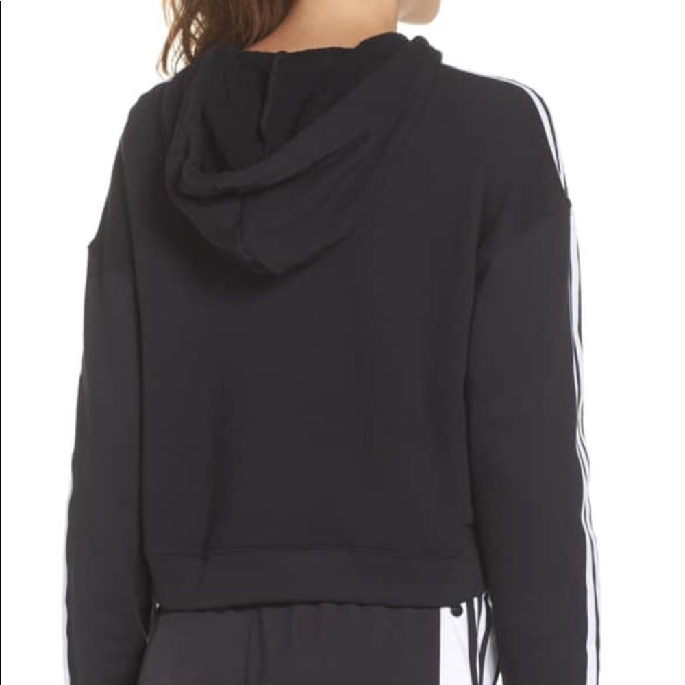 NEW Adidas Black Cropped Hoodie Sweatshirt - Picture 6 of 6